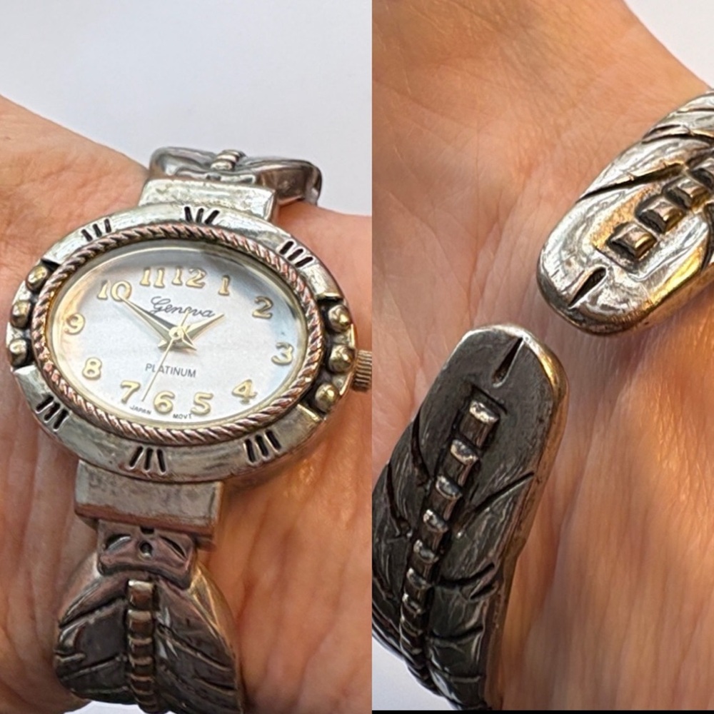 Geneva Platnum Hinged Clamper Cuff Watch
